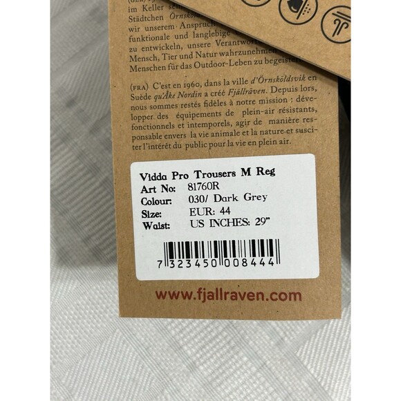 NEW! FJALLRAVEN Vidda Pro Black Gray Trousers G-1000 Pants 44 Size 29 x 31 M Reg - Picture 4 of 16